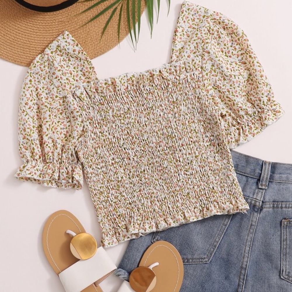 Chic Nation Floral Smocked Blouse